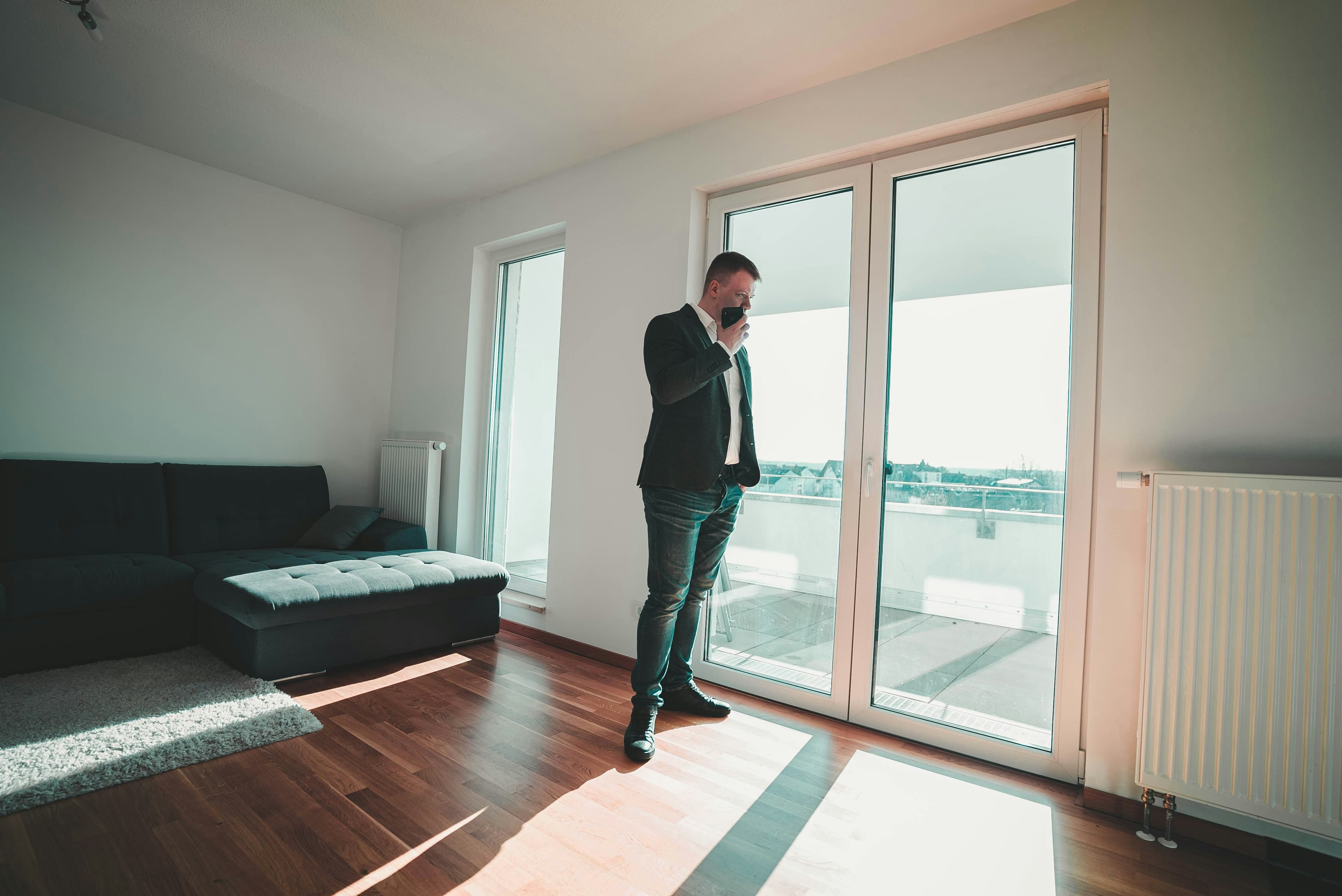 A property manager reviewing interior conditions